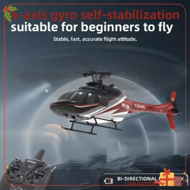 Original YUXIANG 2.4G 6CH Aileronless Bell-206 Helicopter Brushless Motor 6-Axis Gyro 120M Toys