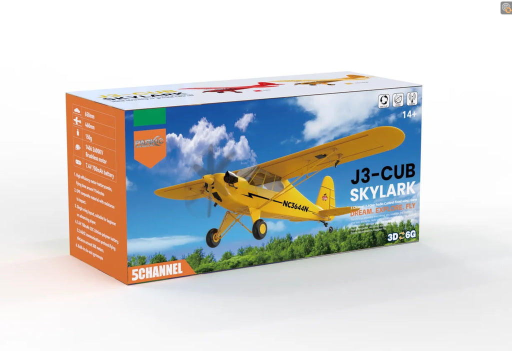 2024 RC Airplane WLtoys A160 Upgrade J3-CUB 5CH Remote Control Plane 3D/6G 1406 Brushless Motor Outdoor Foam Fixed-wing aircraft