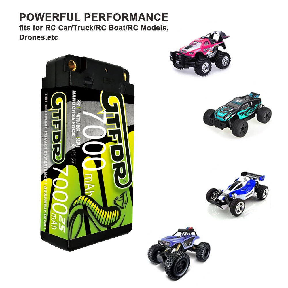 GTFDR 7.6V 7.4V 2S 5MM SHORTY HV 5200MAH 7200MAH 7000MAH 6300MAH 8400MAH 8500MAH 9400MAH 120C 150C 140C  Battery Rc Lipo 1/10