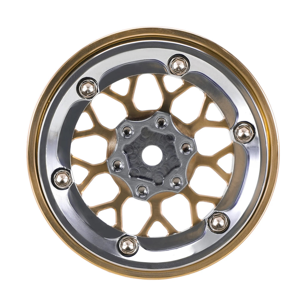 INJORA ModuWheel 1.3" Brass & Aluminum Beadlock Wheels, Negative Offset, for 1/18 1/24 RC Crawlers