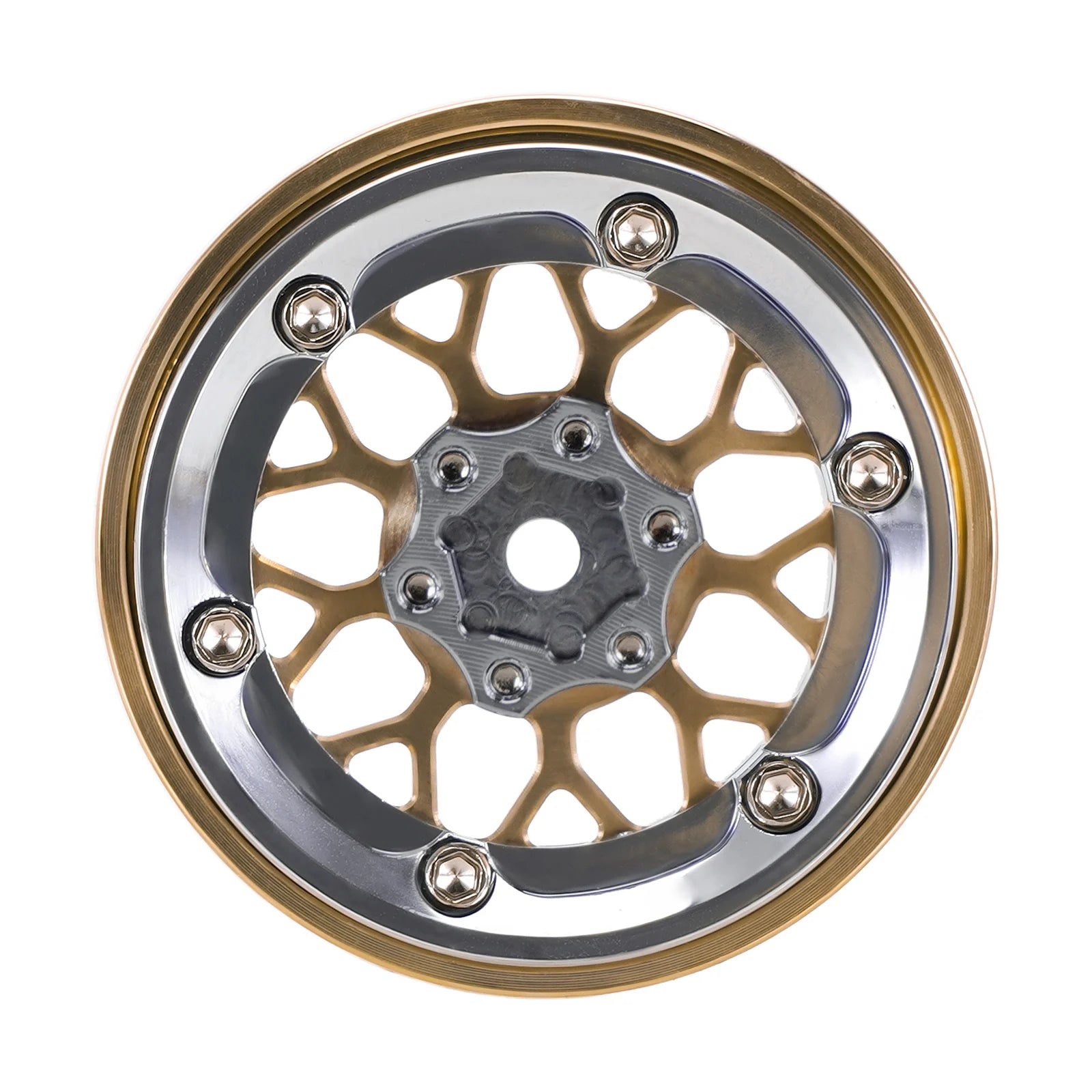 INJORA ModuWheel 1.3" Brass & Aluminum Beadlock Wheels, Negative Offset, for 1/18 1/24 RC Crawlers