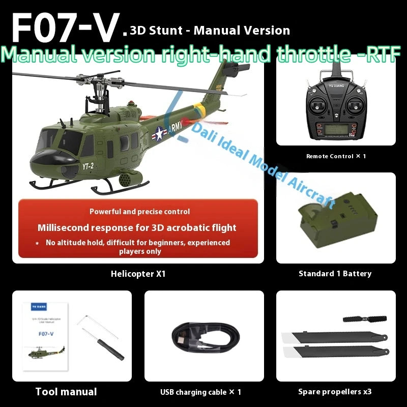 Yuxiang F07 intelligent version/F07V manual version UH1 Huey remote-controlled helicopter 3D stunt helicopter