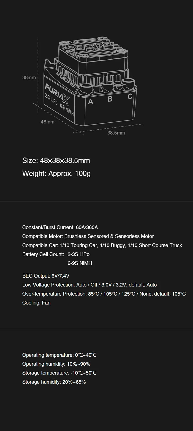 SKYRC Brushless Motor ESC Combo FuriaX Supa 3650 5400KV 、4000KV 、3600KV、3100kv、 2300KV Motor 60A ESC 2-3S For 1/10 RC Car