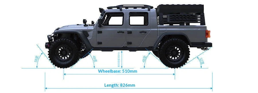 Maker Model CK5812 RC 1/7 Scale Electric 4WD Rock Crawler Truck Remote Control Two Speed Diff Lock Off Road Vehicle With LED Bar