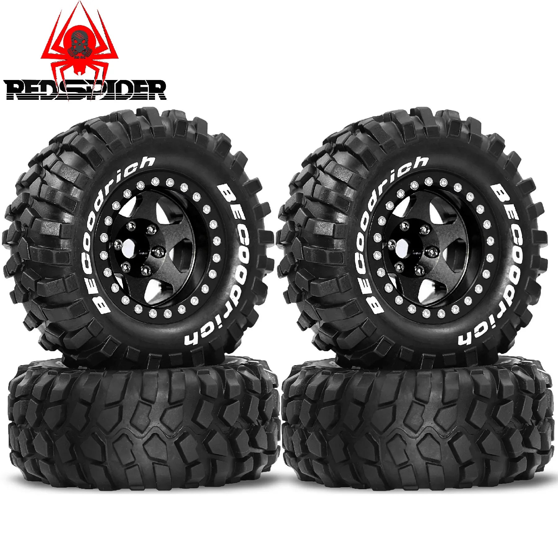 4pcs 1.9" Rubber Tires Beadlock Wheels Rims for 1/10 RC Crawler Car Traxxas TRX4 Axial SCX10 90046 90047 MST HSP Redcat Gen8