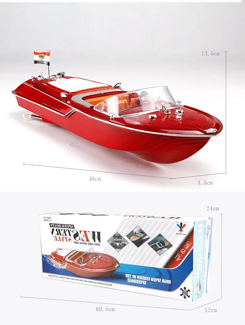 Remote Control Boat Retro Speed Boat High Horsepower Electric Yacht Cruise Model Racing Boat Boy Water Classic Toy