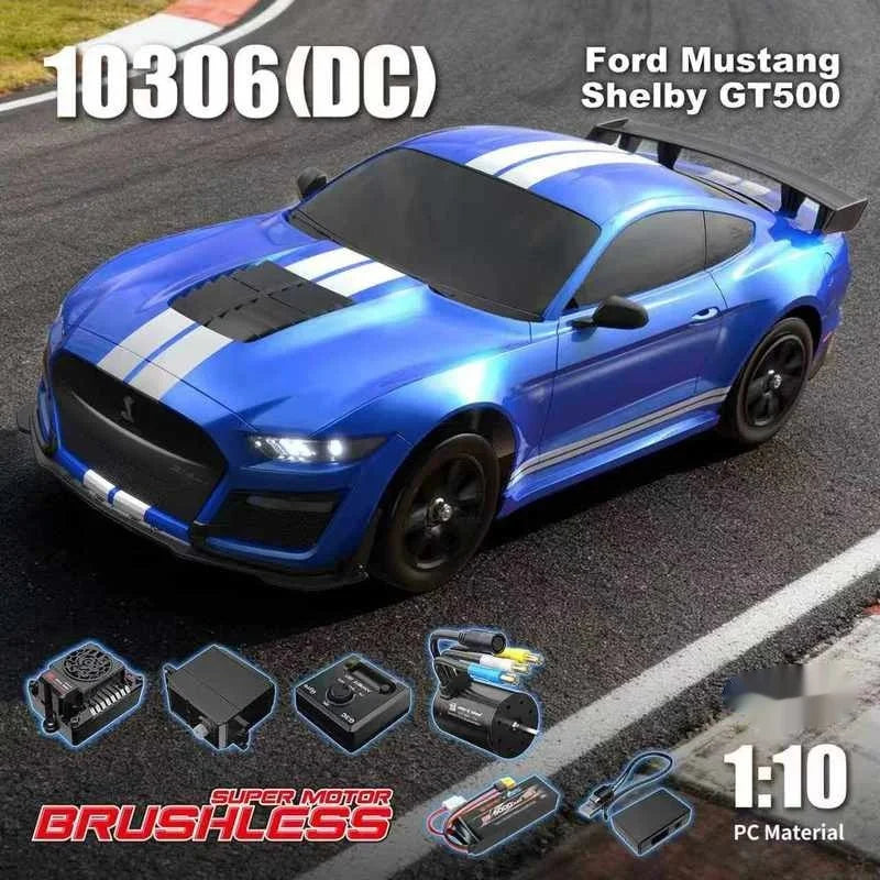 MJX Hyper Rc Car 10306 Ford Mustang Shelby Gt500 1:10 Scale Brushless High Speed Off Road Rally Pc Body Vehicle For Hobby Lovers