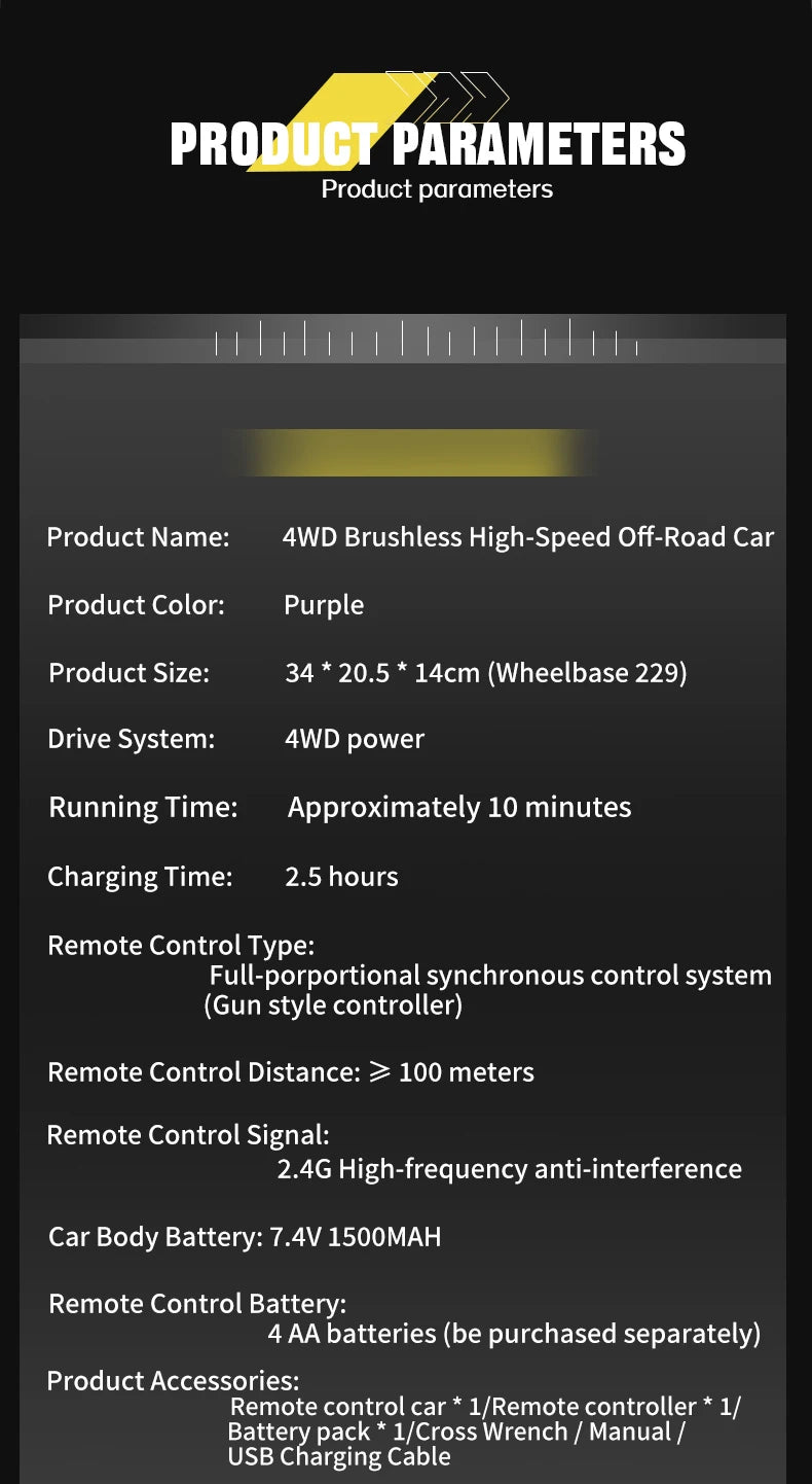 90KM/H High Speed Brushless Four-Wheel Drive Remote Control Car Off-road Vehicle RC Drift Racing With Lights RC Car Adult Toys