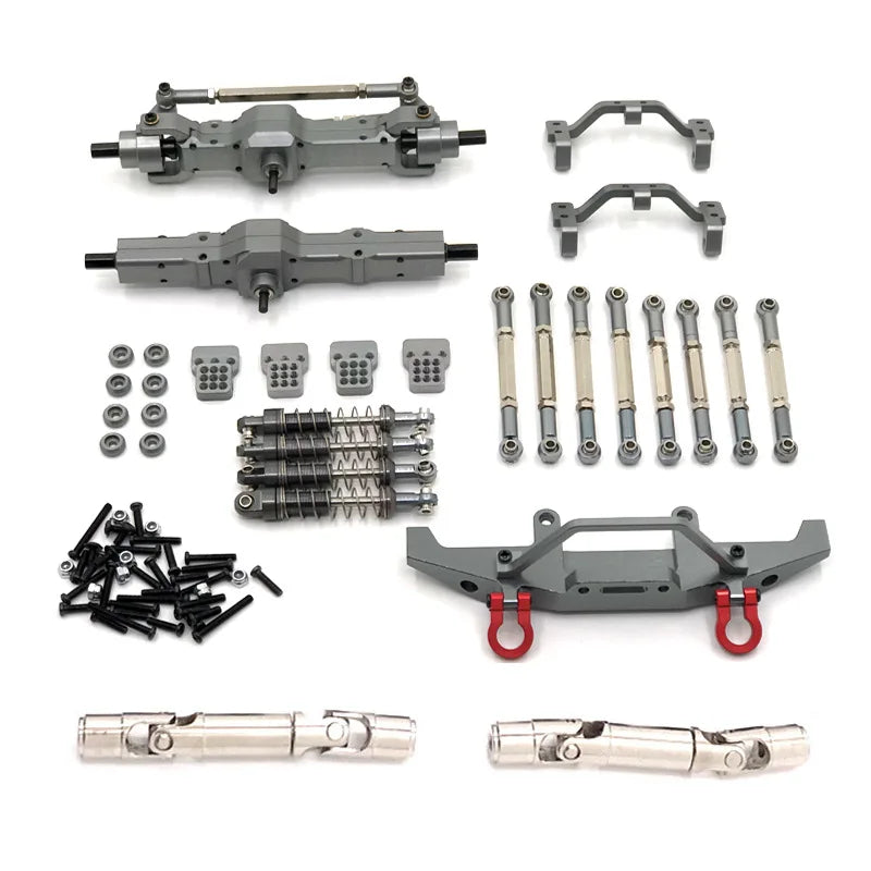 WPL C14 C24 C24-1 Metal Front and Rear Axle Chassis Link Rod Pull Rod Mount Shock Absorber Set 1/16 RC Car Upgrade Parts ﻿