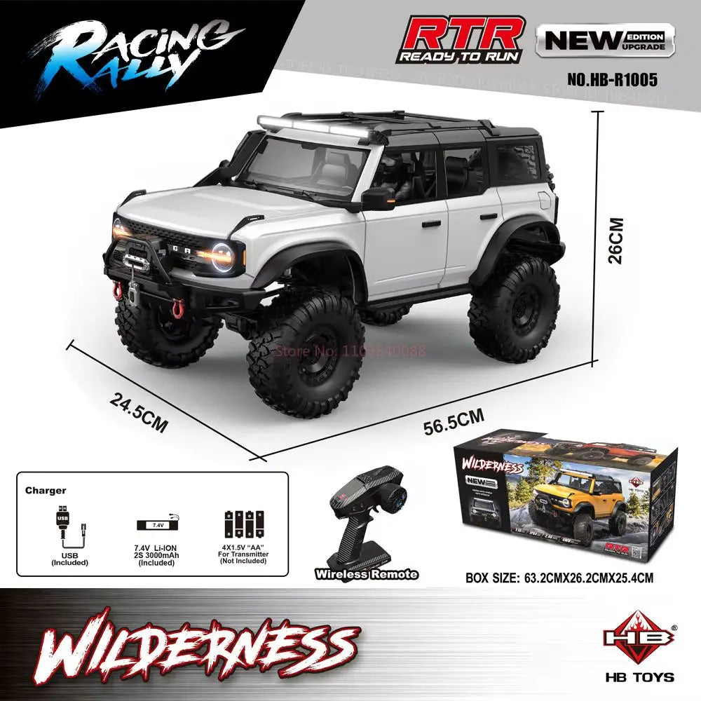 2025 HB-R100 Series RC Car New Upgrade Ford Bronco 1:10 Full Scale Model Climbing Car High Speed Off-Road Vehicle