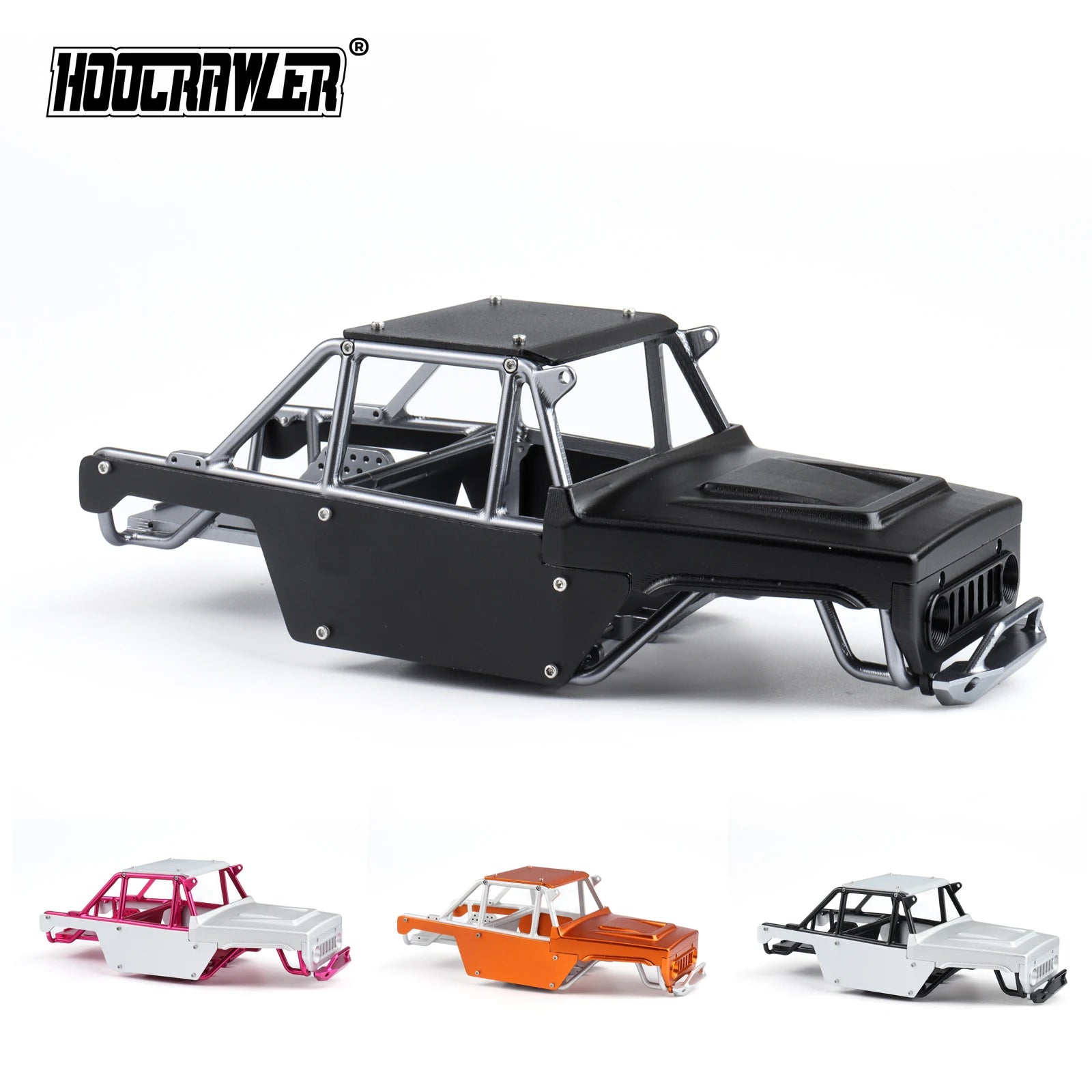 Hoocrawler CNC Aluminum Frame Body Shell Rocks Cage One Piece Tube Chassis For RC Crawler 1/24 SCX 24 Ripper Upgrades