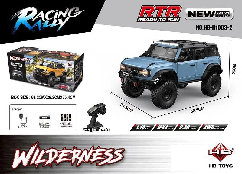 NEW Upgrades 2025 HB R001 Bronco with electric winch 1/10 4WD Remote Control Off-road Vehicle Electric Model RC Climbing