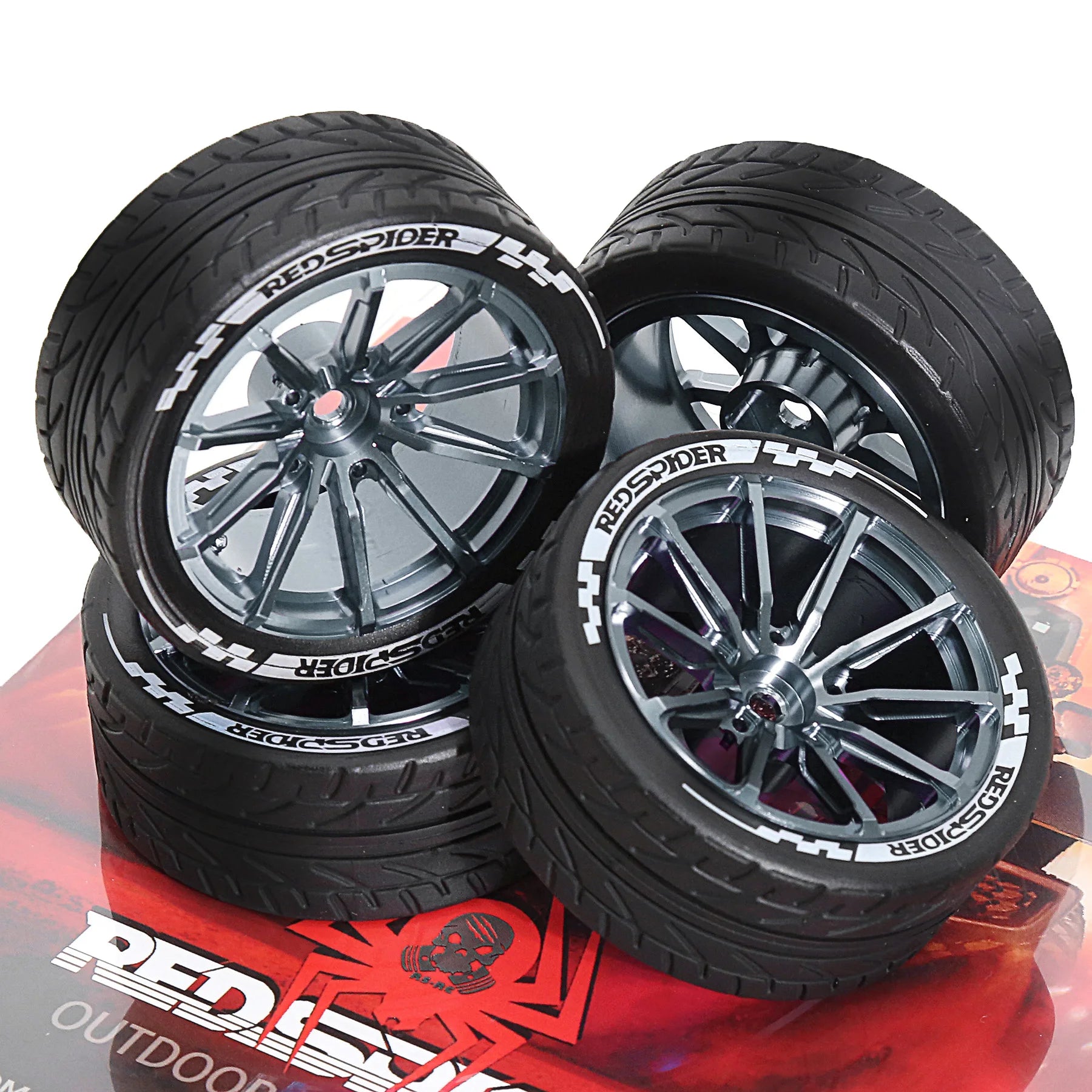 1/10 Metal RC On-Road Wheel Tires 2.55" OD 12mm Hex for 1/10 Tamiya TT01 TT02 XV02 XV01 WLtoys HSP Kyosho WR8 RedCat Sakura HPI