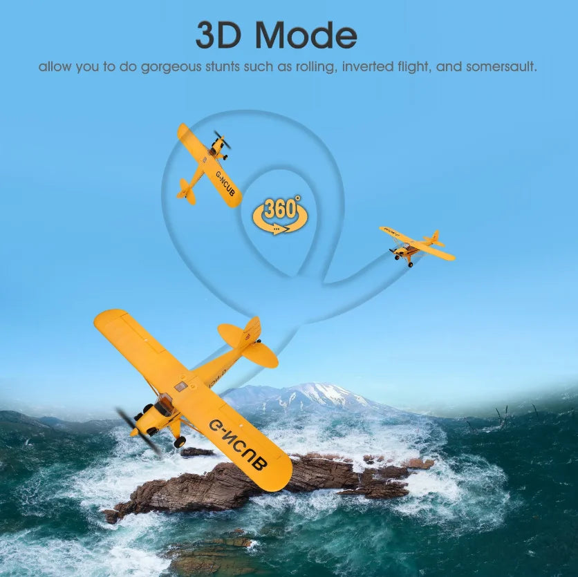 2024 RC Airplane WLtoys A160 Upgrade J3-CUB 5CH Remote Control Plane 3D/6G 1406 Brushless Motor Outdoor Foam Fixed-wing aircraft