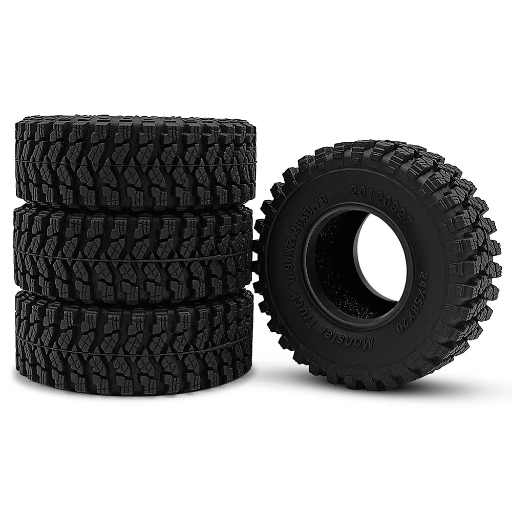 YEAHRUN 4Pcs 1.0inch Soft Rubber Wheel Tires 50/54/58/62/64/65mm for TRX-4M 1/18 Axial SCX24 1/24 RC Crawler Car Upgrade Parts