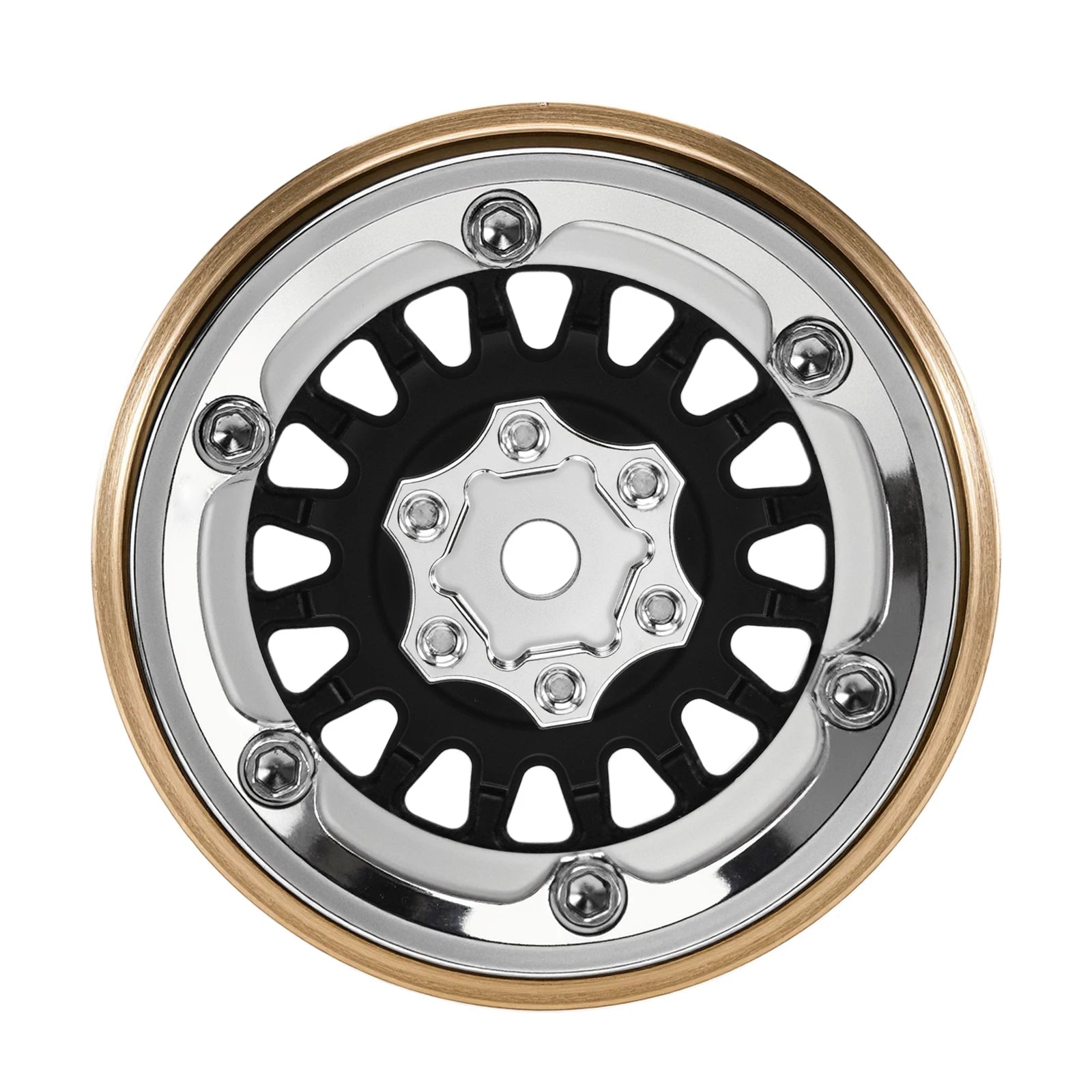INJORA ModuWheel 1.3" Brass & Aluminum Beadlock Wheels, Negative Offset, for 1/18 1/24 RC Crawlers