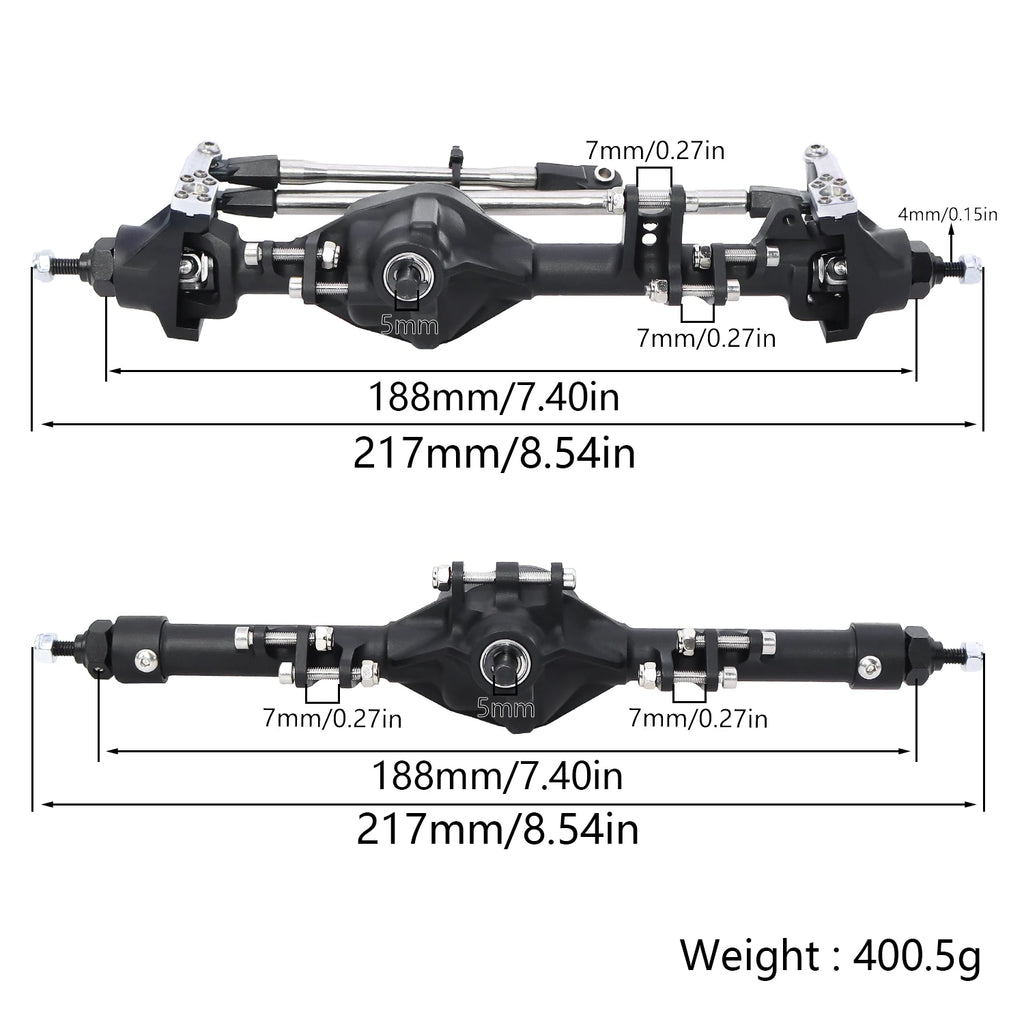 CNC Aluminum Front Rear Straight Axle One Piece Construction Offset  For 1/10 RC Crawler Axial SCX10 II Vanquish VS4-10 Chassis