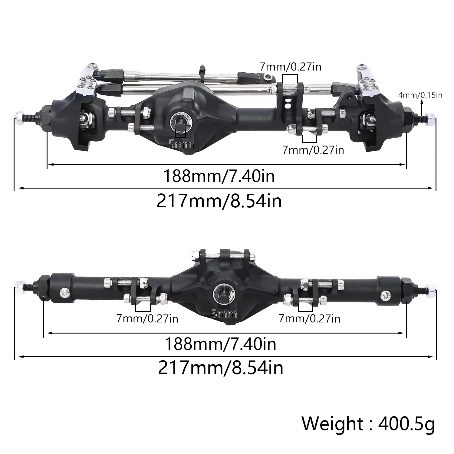 CNC Aluminum Front Rear Straight Axle One Piece Construction Offset  For 1/10 RC Crawler Axial SCX10 II Vanquish VS4-10 Chassis