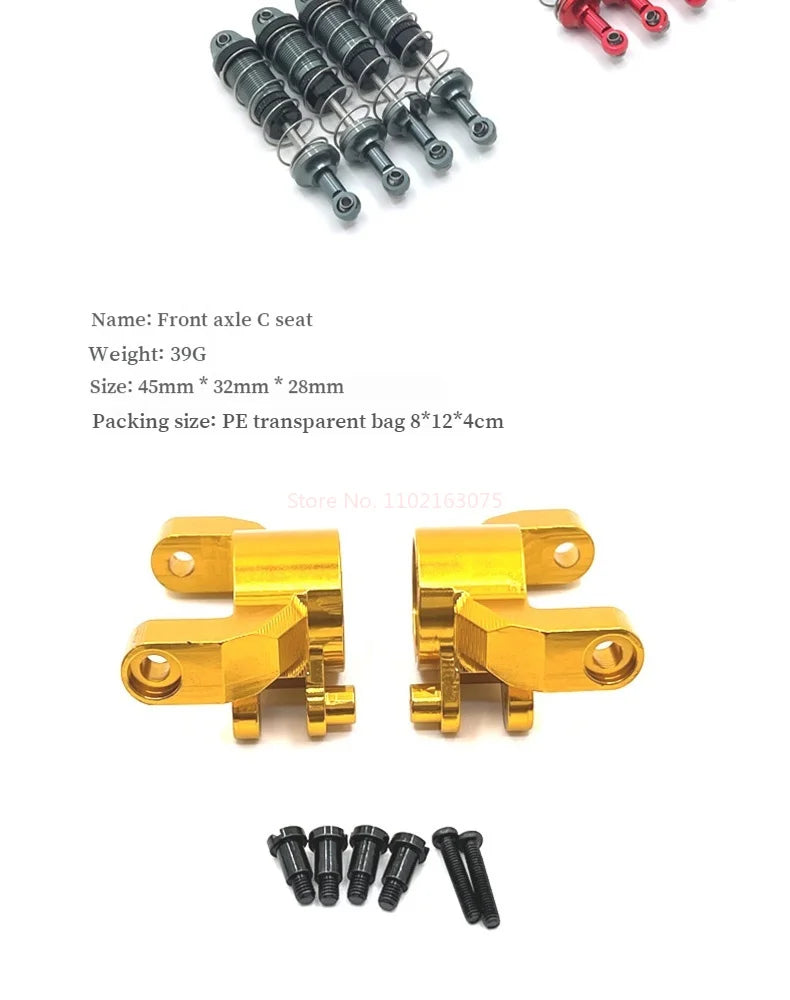 HB 1/10 ZP1001-ZP1007 RC Car Upgrade Metal Front Rear Bumper Shock Absorber Steering Cup Gear Steering Gear Arm Spare Parts