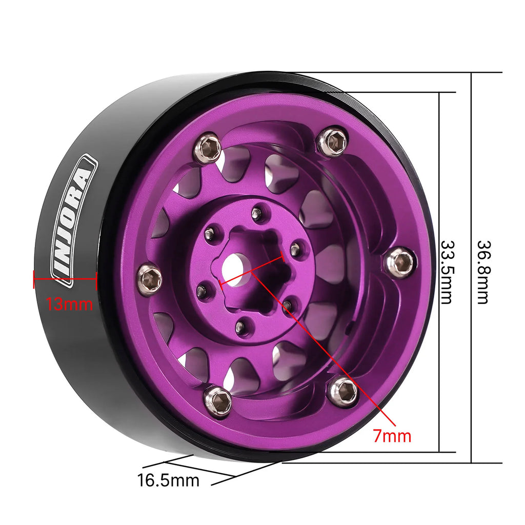 INJORA 1.3" Aluminium Beadlock Wheels for 1/24 1/18 RC Crawler (W1311)