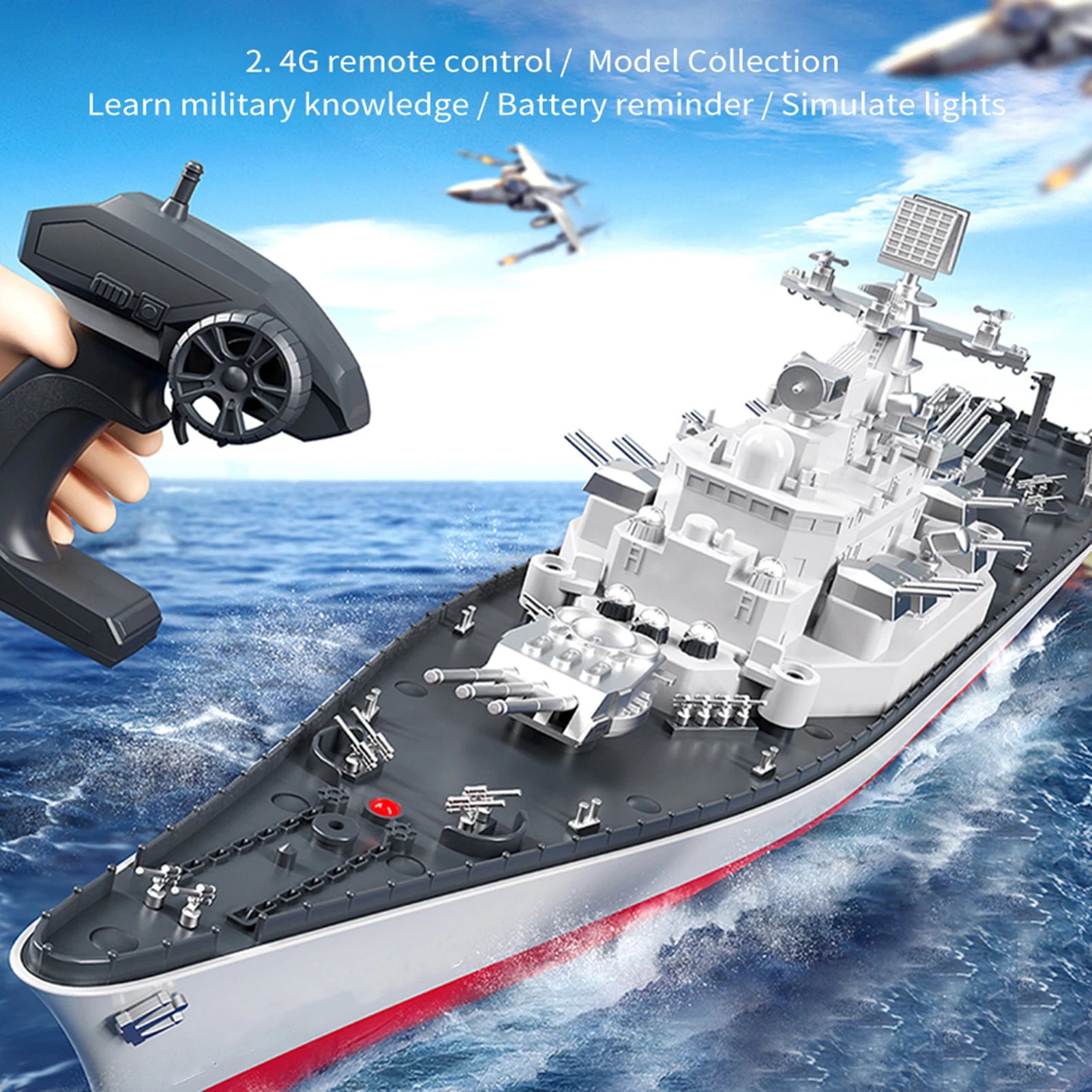 Remote Control Battleship Remote Control Boat 2.4GHz Waterproof Large Size Ship Low Battery Alarm /off Water Power Outage