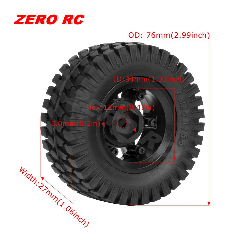 RC Crawler Car Soft 1.55" Off Road Mud Tires 76*27mm 95*35mm Foam Insert For D90 TF2 Tamiya CC02 LC70 MST JIMNY Blocks WHEEL