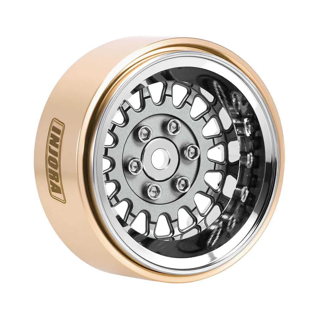 INJORA ModuWheel 1.3" Brass & Aluminum Beadlock Wheels, Negative Offset, for 1/18 1/24 RC Crawlers