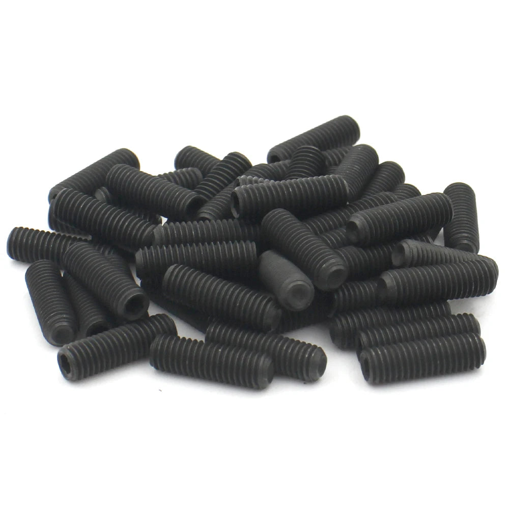 10pcs M2 M2.5 M3 M4 M5 M6 M8 M10 Black Grade12.9 Carbon Steel Hexagon Hex Socket Set Screw Headless Cup Point Set Screw