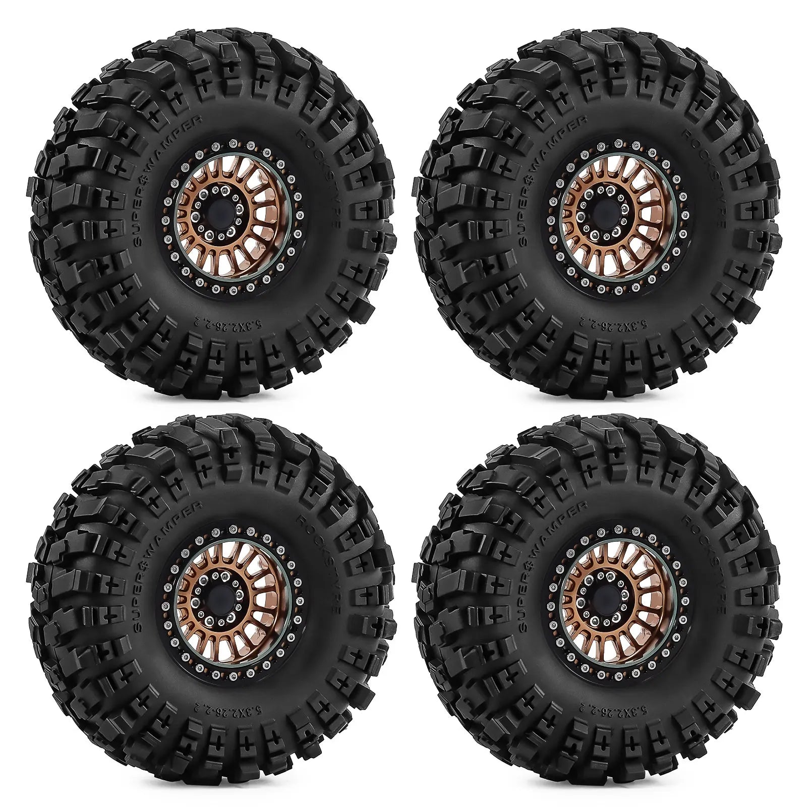 2.2 Inch Aluminum Beadlock Wheels Tires 12mm Hex for 1/10 TRX4 SCX10 Gen8 D90 TRX6 RC Crawler Upgrade 2.2