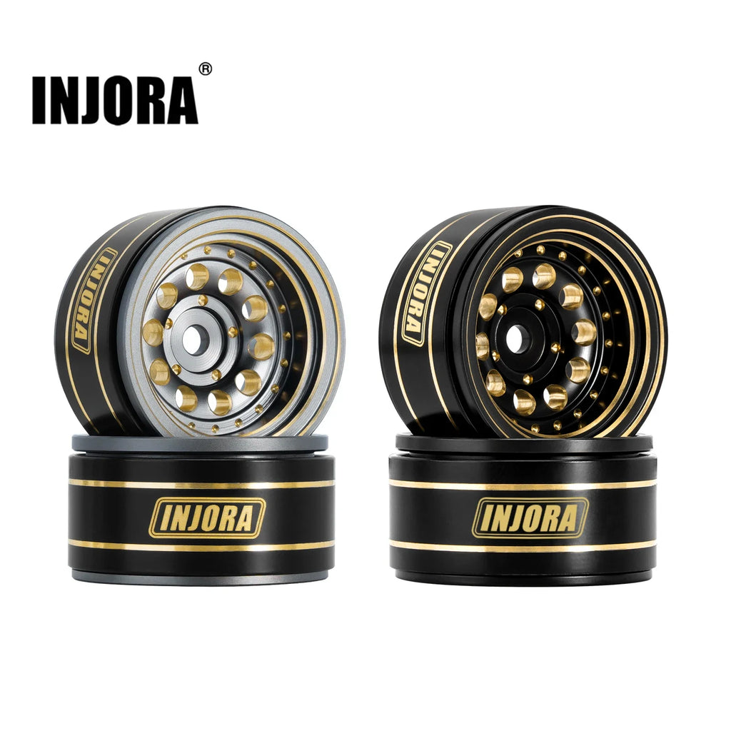 INJORA 39g Black Coating Brass 1.0" Beadlock Wheel Rims for 1/24 1/18 RC Crawler Car Axial SCX24 AX24 TRX4M FCX24 (W1008)