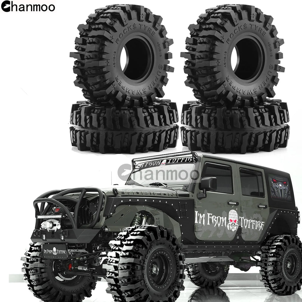 1.9in Crawler Tires Rock Wheels Mud Tyre for 1/10 Scale RC Car Axial Traxxas SCX10 II III TRX4 RC4WD D90 YK4102 Gen8 Redcat
