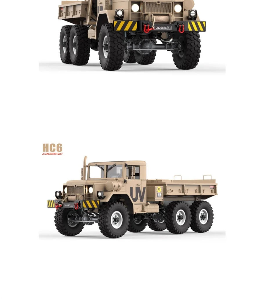 CROSS HC6 M35 Style 6X6 RC Car Military Truck Electric Remote Control Hard Shell Off Road Rock Crawler Dual Speed Model Vehicle