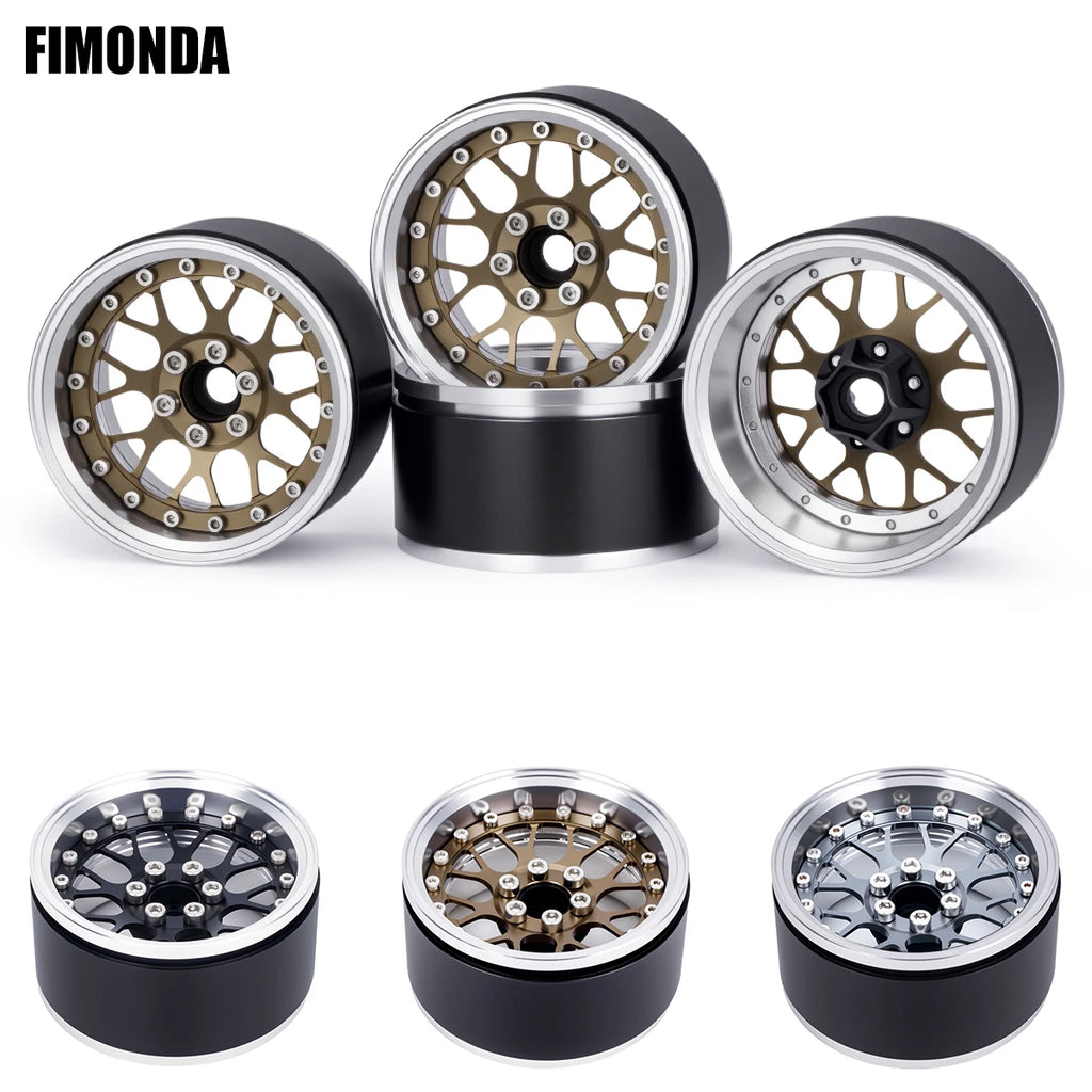 4Pcs Aluminum Alloy 2.2" Beadlock Wheels, Universal Fit for 1/10 RC Crawler Car Axial SCX10 II III & Traxxas TRX4