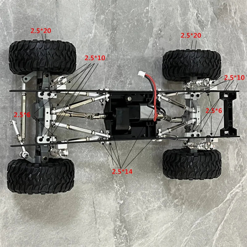 WPL C14 C24 C24-1 Metal Front and Rear Axle Chassis Link Rod Pull Rod Mount Shock Absorber Set 1/16 RC Car Upgrade Parts ﻿
