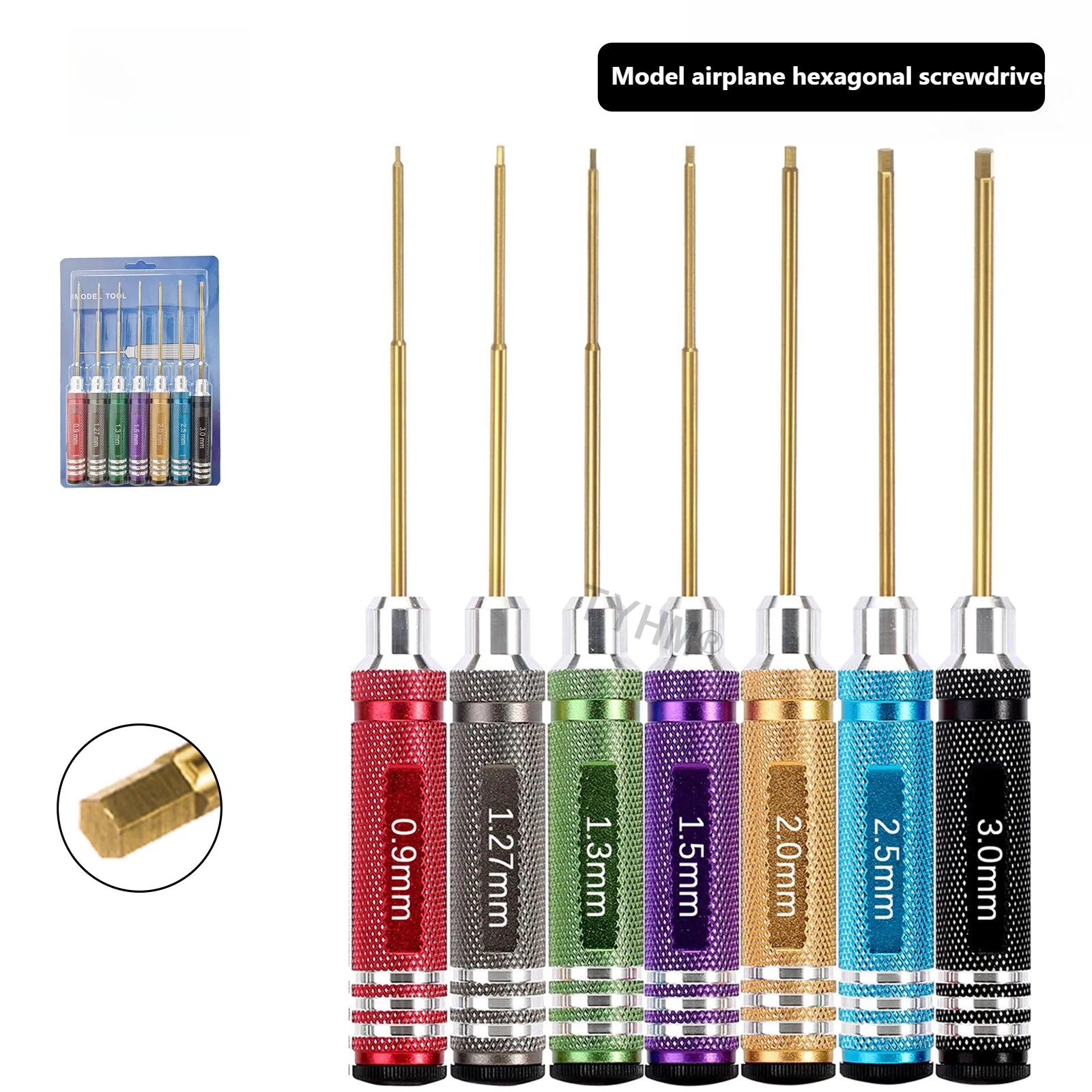 Model aircraft titanium plated hexagonal color round handle screwdriver set RC remote control car model maintenance