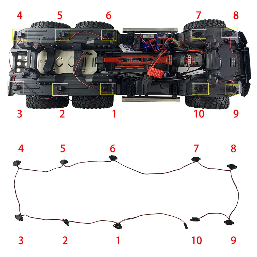 AXSPEED Wheel Eyebrow Light Wheel Arch Lamp Chassis LED Lights for 1/10 RC Crawler TRX4 TRX6 G63 TRX-6 T6 Climbing Flat Car