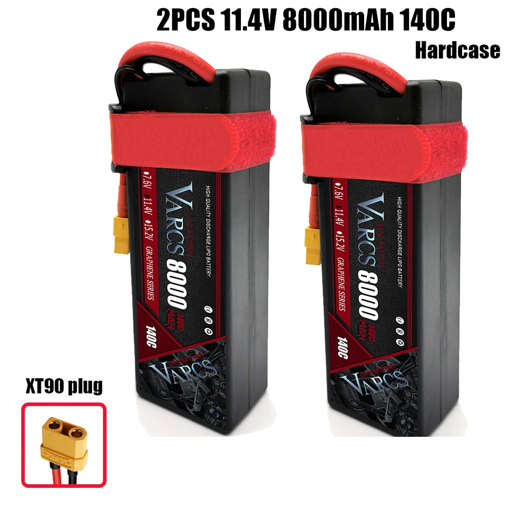 VARCS Lipo 3S 4S Lipo 14.8V 15.2V 11.1V 11.4V Battery 6500mah 7000mah  8400mah 9200mah 10000mah 6200ma 5200mah XT90 EC5 RC Car