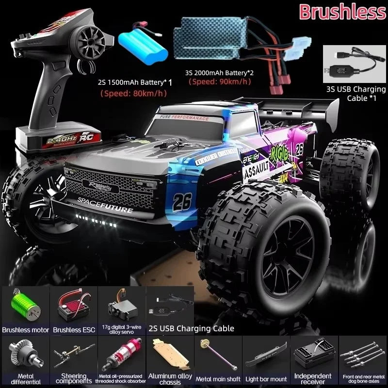 90KM/H High Speed Brushless Four-Wheel Drive Remote Control Car Off-road Vehicle RC Drift Racing With Lights RC Car Adult Toys