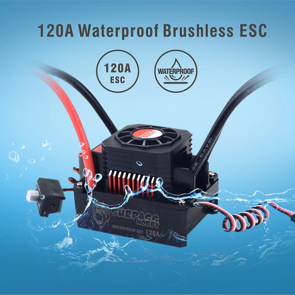 Surpass Hobby KK 3650 Combo Waterproof Brushless Motor 7700/6900/4500/3600/3100KV 3.175mm Shaft w/ 60A/120A ESC for 1/10 RC Car