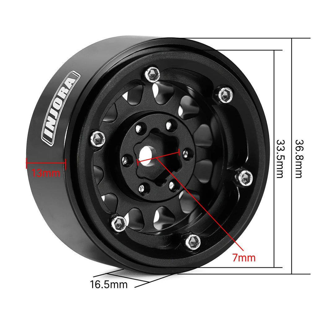INJORA 1.3" Aluminium Beadlock Wheels for 1/24 1/18 RC Crawler (W1311)