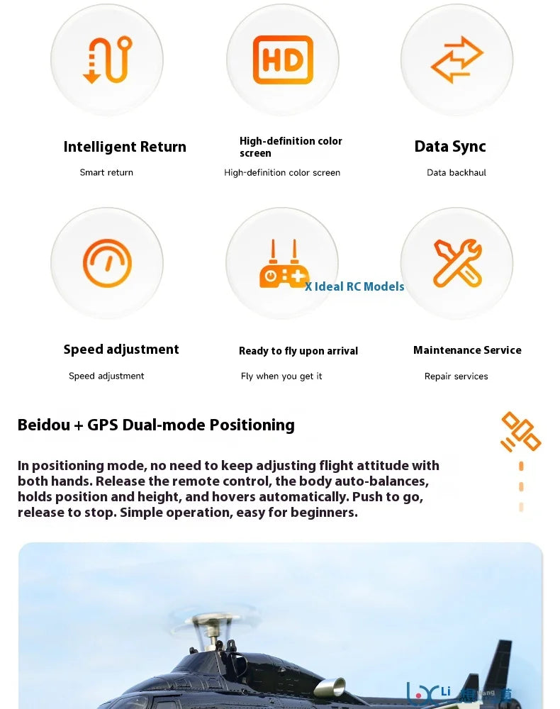 Yuxiang F07s Huey F02s Flying Wolf Armed 1/34 Remote Control Helicopter Gps Positioning Tof Height Control Brushless Motor