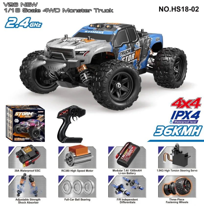 Cool Stuff Toy Car Funny Gift-1:18 High-speed 4WD Rc Truck,Remote Control Car,Climb Off-road Rc Cars,Monster Truck,Toys for Kids