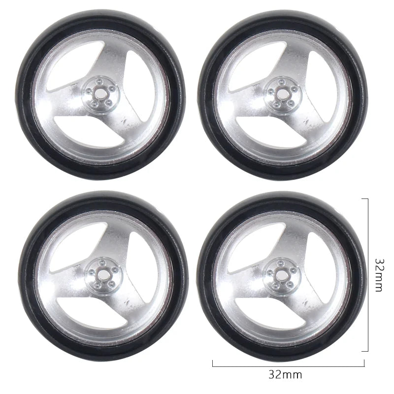 1:18 LDRC LD1801 LD1802 LD1803 LD1804 A01 A02 A86 4pcs Metal 32mm RC Hard Drift Tire Wheel Hard Tyre 1/18 RC Car Upgrade Parts
