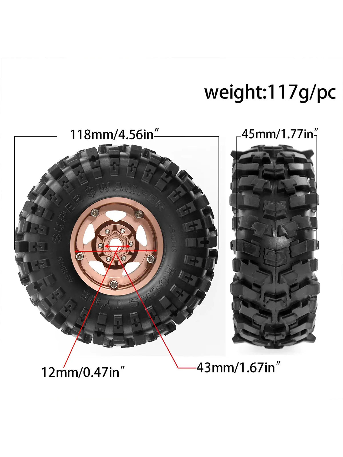 1.9in Beadlock Wheels 1.9 Crawler Tires Rims Black TRX6 Wheel Classic AXI03007 Bead Lock 12mm Hex TRX4 1.10 SCX10 ll1/10 Rim D90