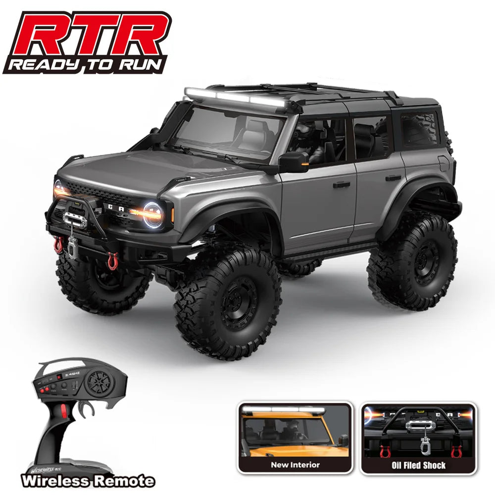 HB 1/10 RC Crawler R1001 4WD RTR Off-road Car with LED 2.4G Electric Remote Control Climbing Rock Buggy Vehicle for Adults