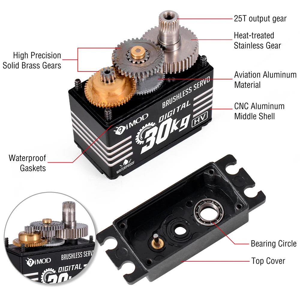 9imod Brushless Servo Waterproof Digital Metal Gear Servo for 1/8 1/10 RC Crawler Car Boat