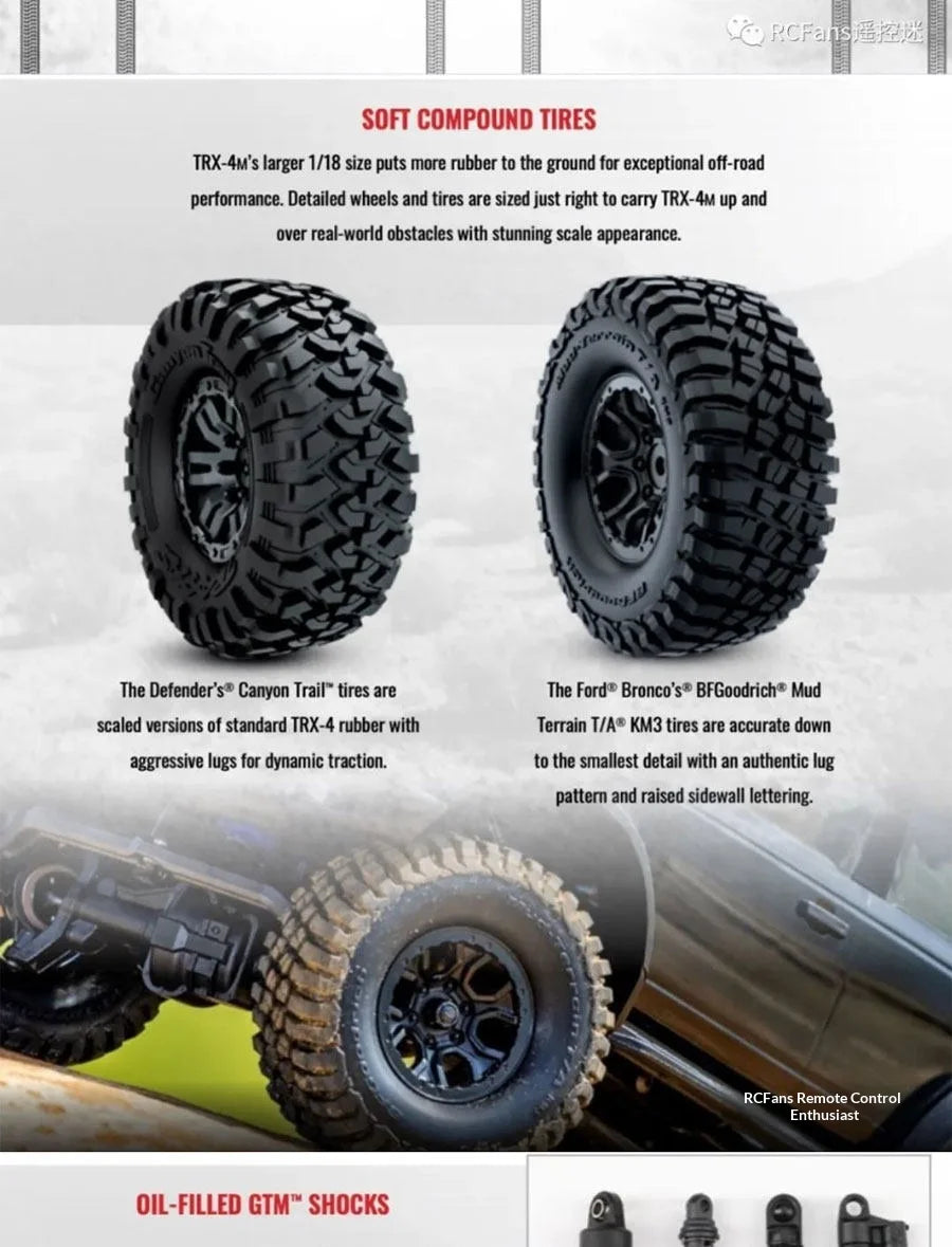 Traxxas TRX4M 1/18 Scale RC Crawler Electric Remote Control Land Rover Defender Bronco Off Road Vehicle Model 97054-1