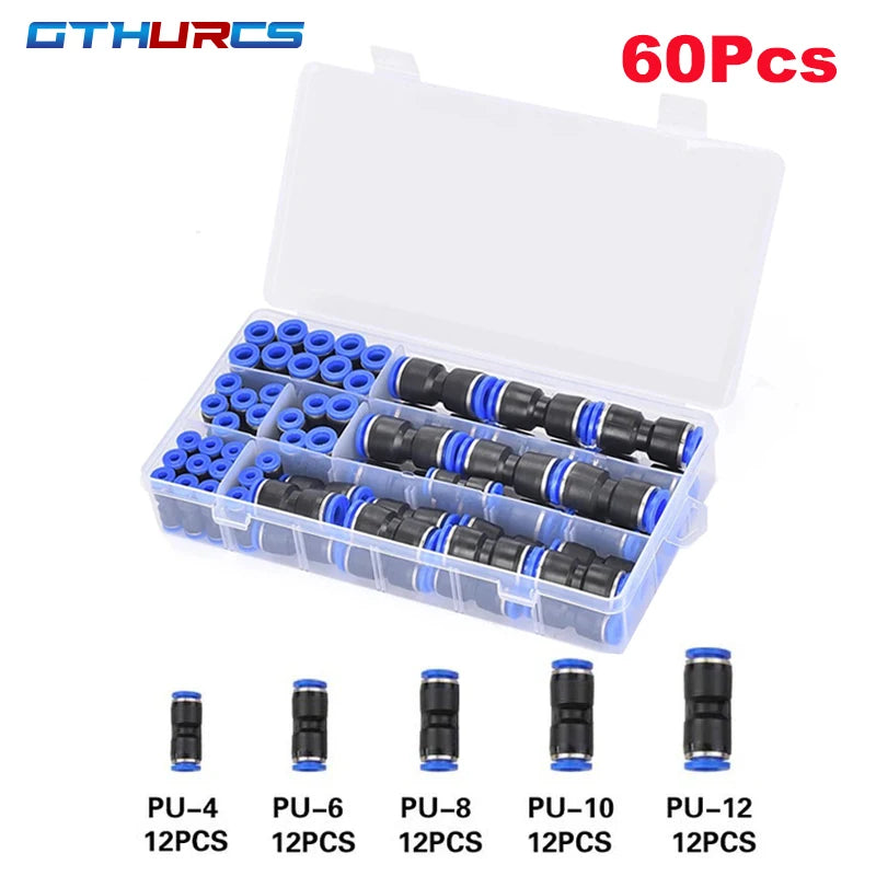 30/40/50/60/70pcs Pneumatic Fitting Straight Push Plastic Connector 6/8/10/12mm Trachea Connector PU  Air Hose Tube