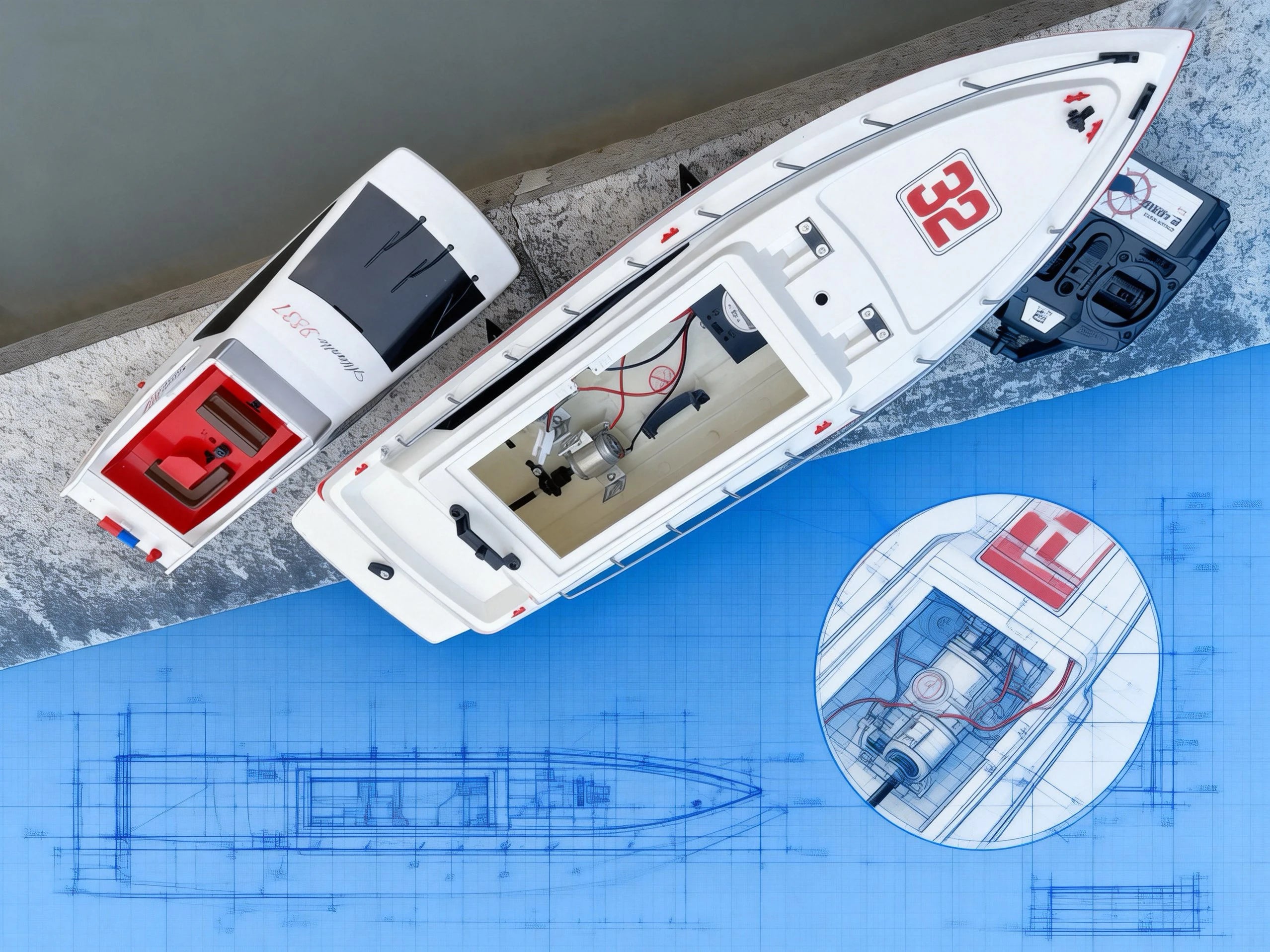 Super large remote control yacht 2.4G remote control ship model driven by two motors 70CM (27.5 inches) large hull outdoor lakes