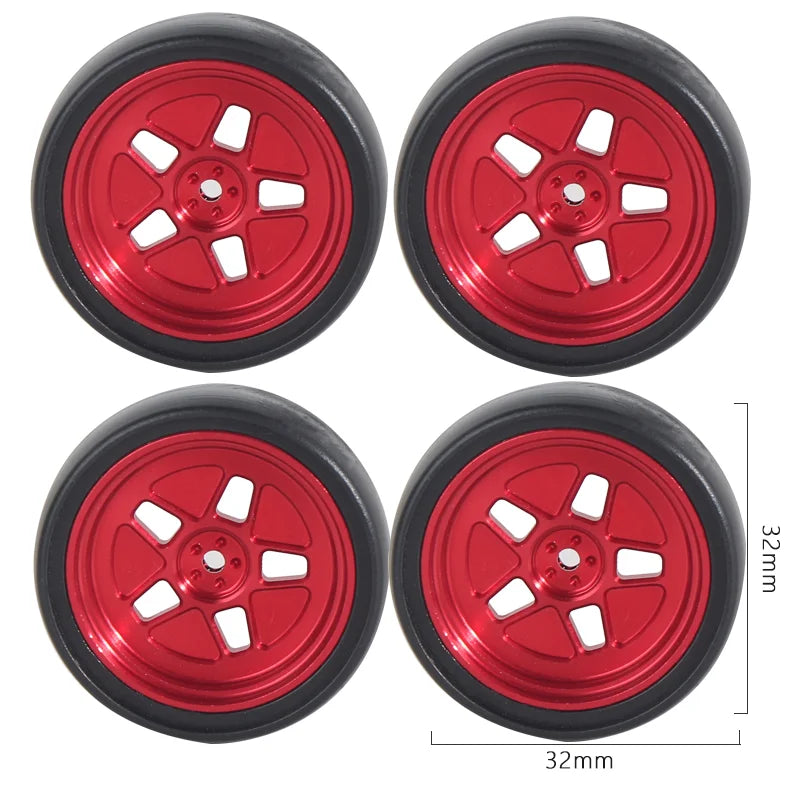 1:18 LDRC LD1801 LD1802 LD1803 LD1804 A01 A02 A86 4pcs Metal 32mm RC Hard Drift Tire Wheel Hard Tyre 1/18 RC Car Upgrade Parts